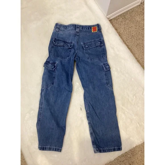 CMR JRG Kids Blue Denim Cargo Pants Size 26 Double Knee Streetwear - Picture 4 of 5